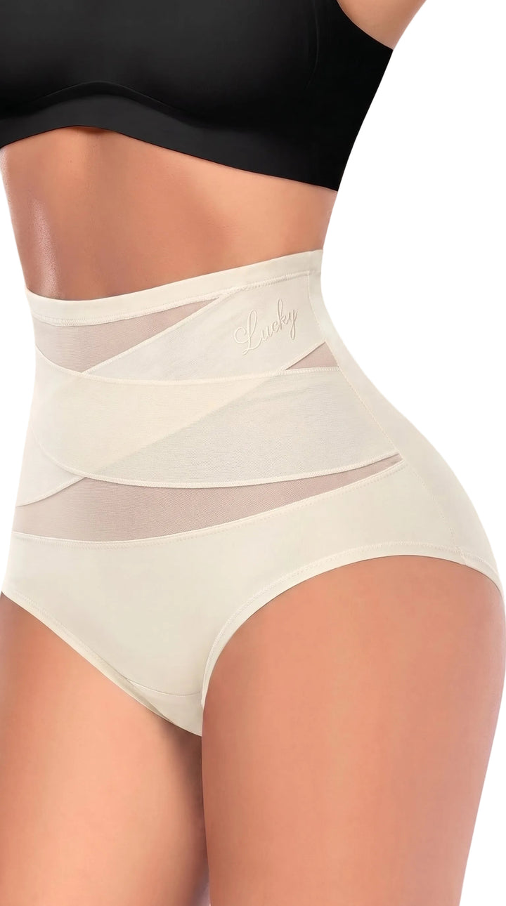 High Waist Tummy Control Breathable Mesh Cross Seamless Hip Lifting Briefs