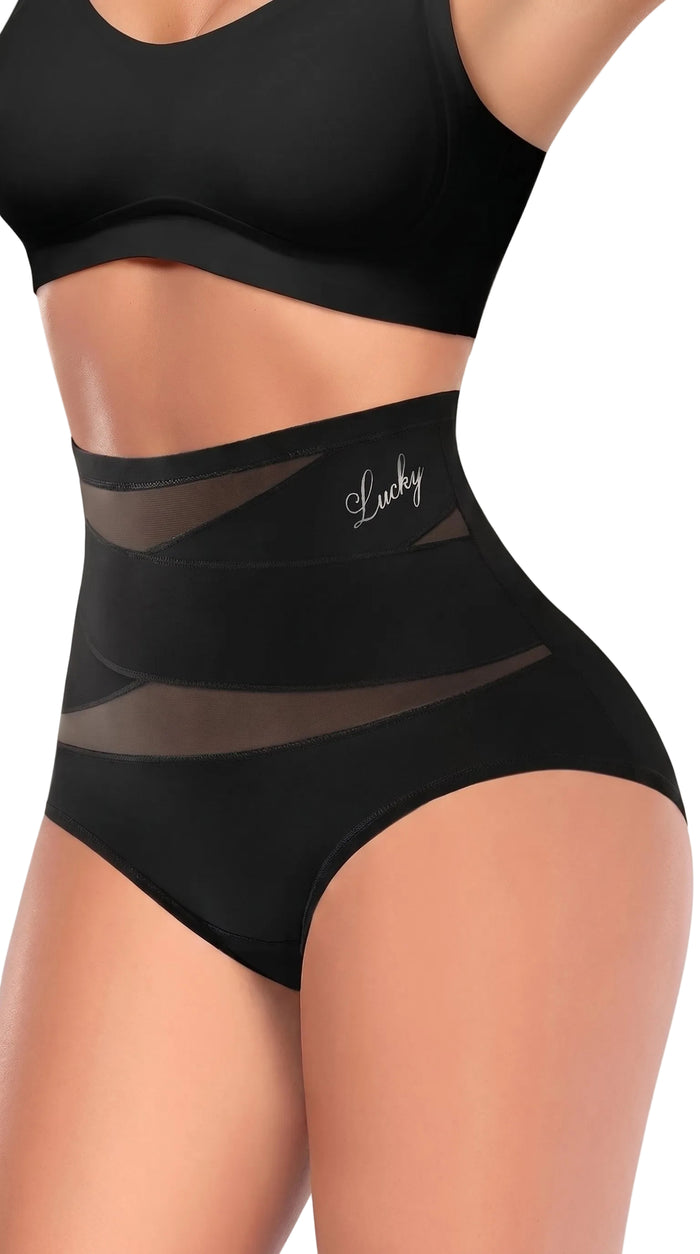 High Waist Tummy Control Breathable Mesh Cross Seamless Hip Lifting Briefs