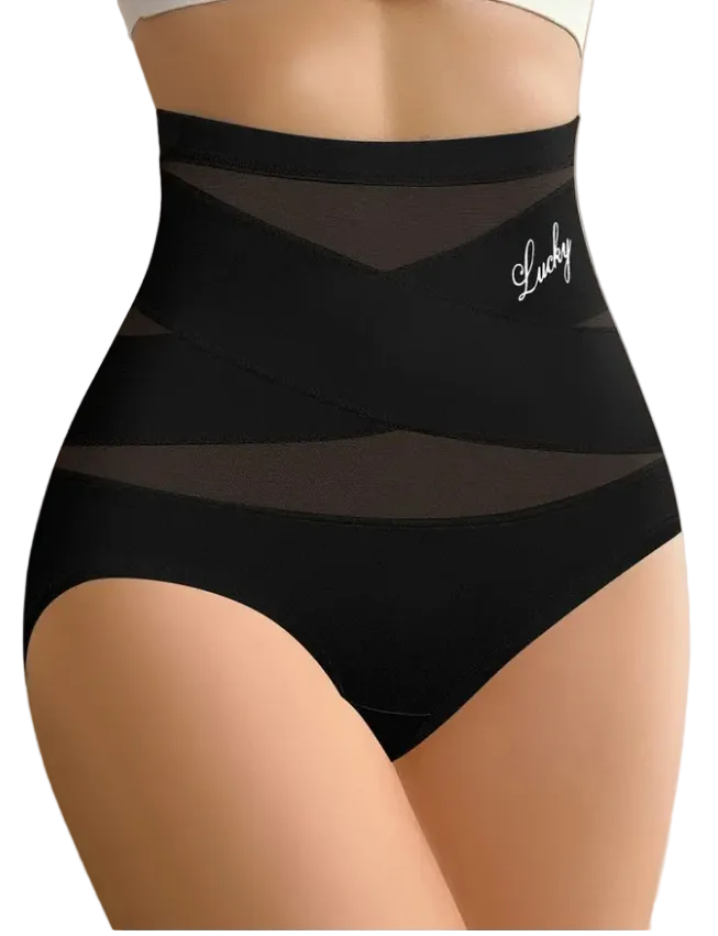 High Waist Tummy Control Breathable Mesh Cross Seamless Hip Lifting Briefs
