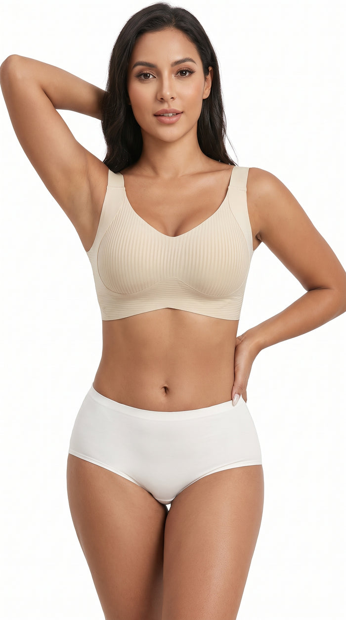 Women's Solid Color Four Rows Adjustable Wireless Bra